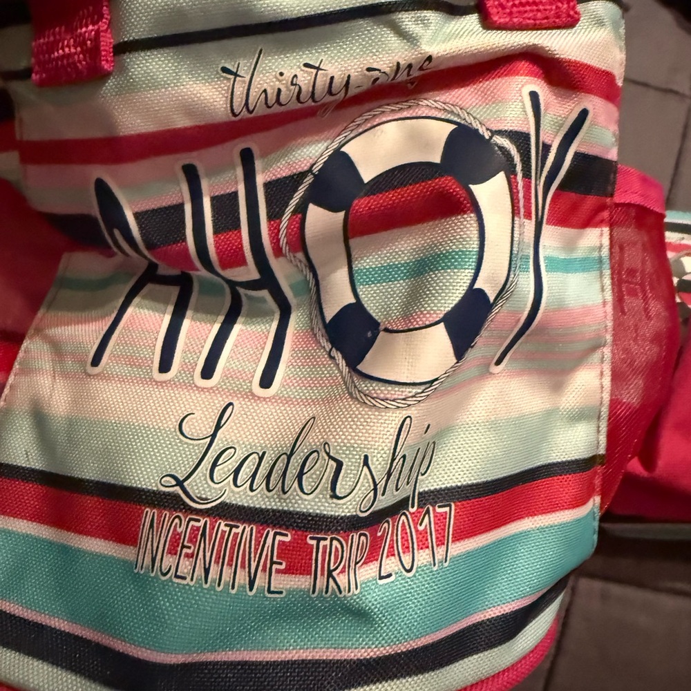 Thirty-One Ahoy Leadership Tote with Stripes